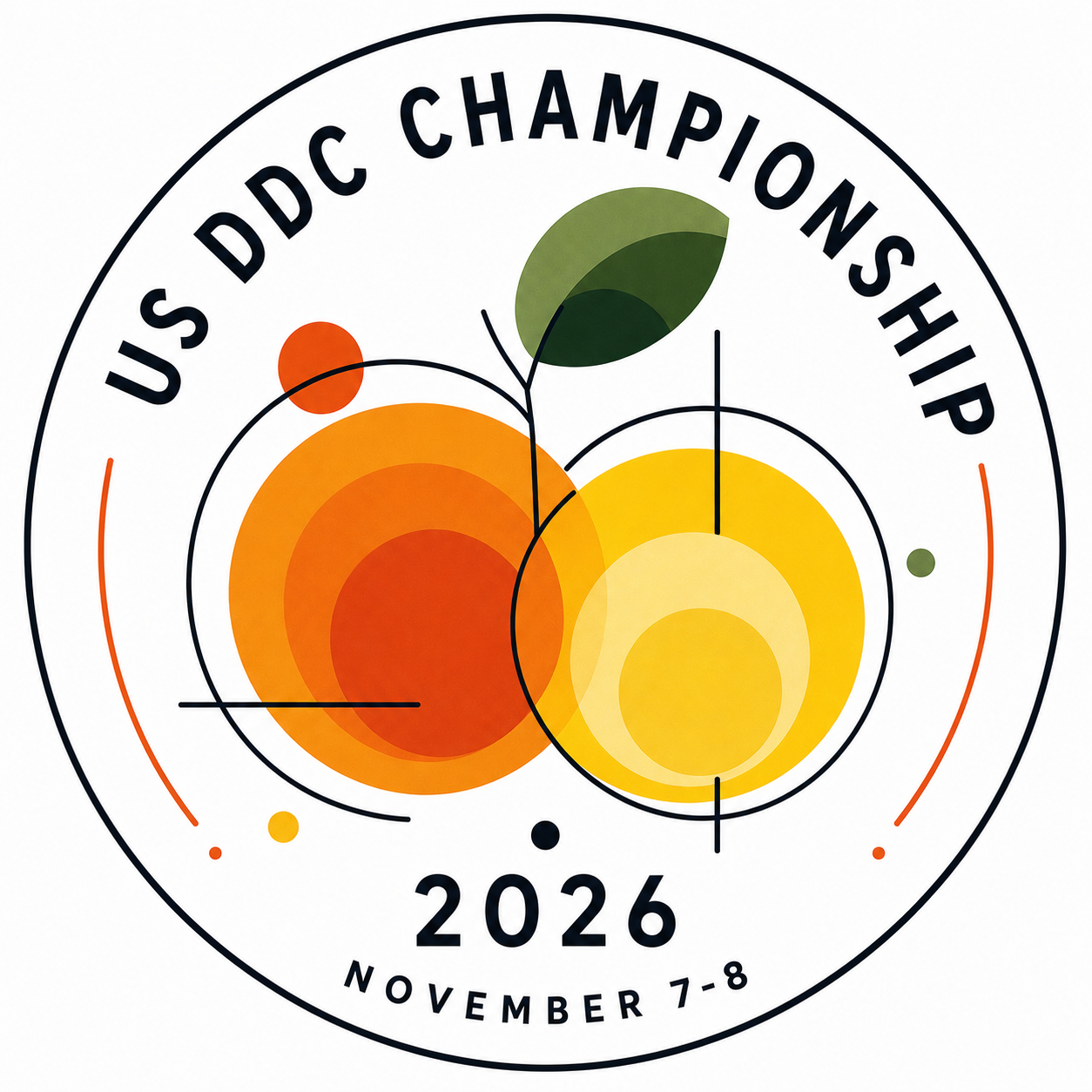 Tally Pod US DDC Championship logo with orange, lemon, and leaf